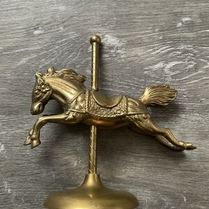 Vintage brass carousel horse sculpture